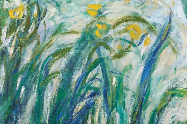 All Things Monet: Yellow and Purple Irises, (Detail) 1924-25 by Claude Monet