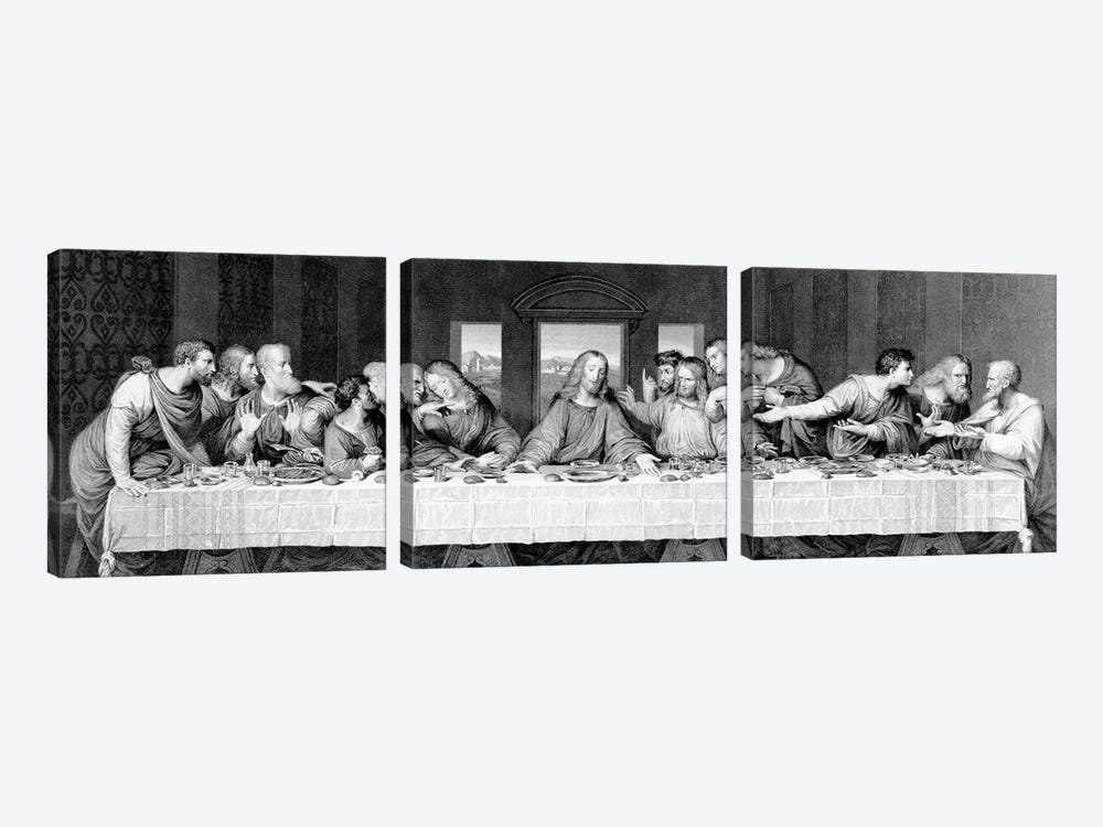 The Last Supper, engraved by Frederick Bacon, 1863  by Leonardo da Vinci 3-piece Art Print