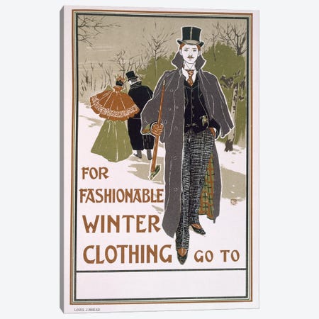 Draft poster design for a winter clothing company  Canvas Print #BMN3886} by Louis John Rhead Canvas Artwork