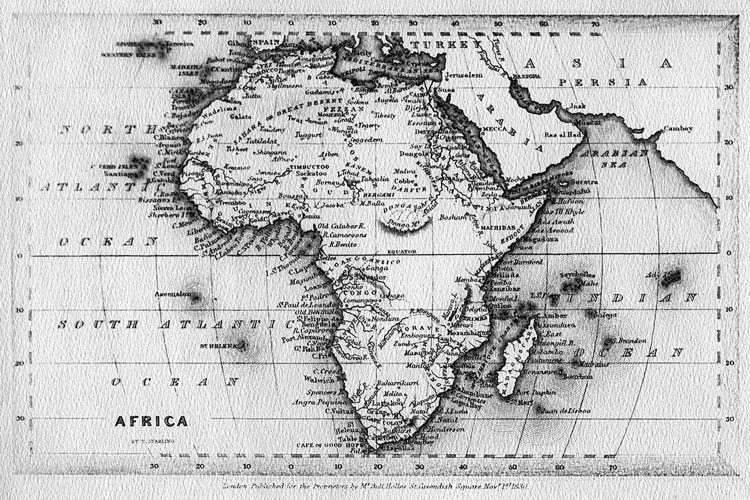 Map of Africa, engraved by Thomas Stirling, published by Edward Bull, 1830 