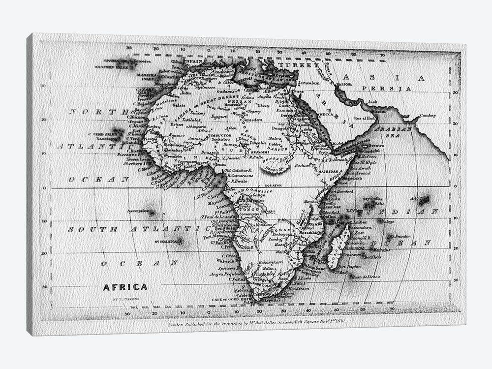 Map of Africa, engraved by Thomas Stirling, published by Edward Bull, 1830  by English School 1-piece Canvas Wall Art
