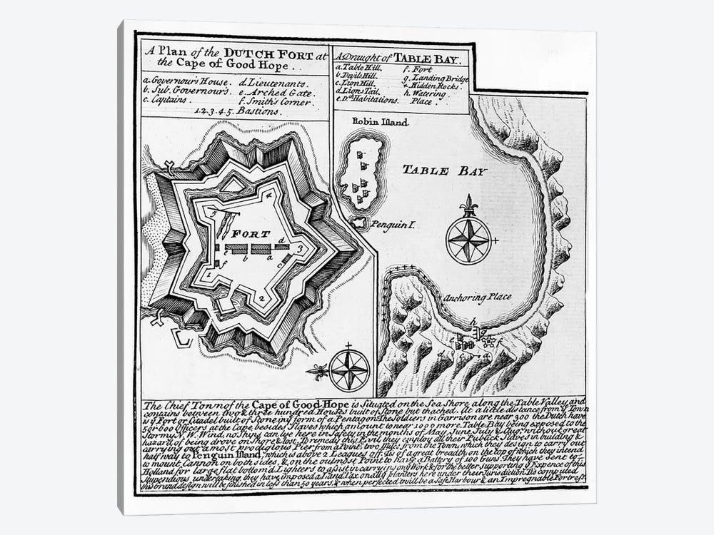 A Plan of the Dutch Fort at the Cape of Good Hope and A Draught of Table Bay  by English School 1-piece Canvas Art Print