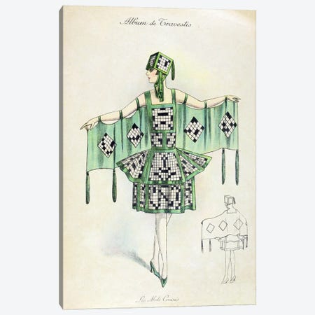 'Crossword' Fancy Dress costume, c.1920 (colour litho) Canvas Print #BMN38} by French School Canvas Print