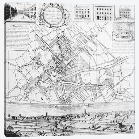 Map of Manchester, 1751  Canvas Print #BMN3936} by Casson & Berry Canvas Wall Art