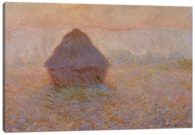 Grainstack, Sun in the Mist, 1891  Canvas Art Print - Claude Monet