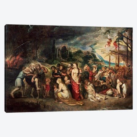 Aeneas prepares to lead the Trojans into exile, c.1602  Canvas Print #BMN395} by Peter Paul Rubens Canvas Print