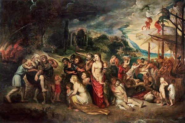 Peter Paul Rubens: Aeneas prepares to lead the Trojans into exile, c.1602  by Peter Paul Rubens