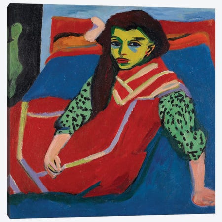 Seated Girl  Canvas Print #BMN3960} by Ernst Ludwig Kirchner Canvas Wall Art