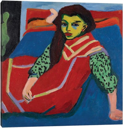 Seated Girl  Canvas Art Print - Ernst Ludwig Kirchner