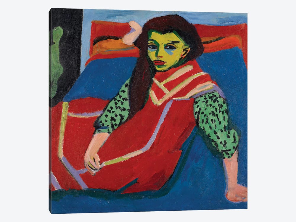Seated Girl  by Ernst Ludwig Kirchner 1-piece Canvas Art Print
