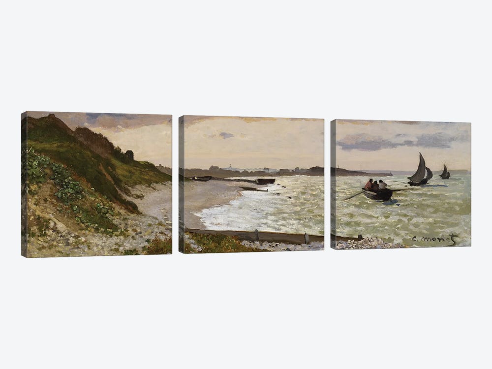 The Seashore at Sainte-Adresse, 1864  by Claude Monet 3-piece Canvas Print