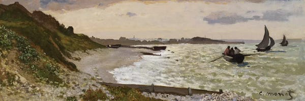 Claude Monet: The Seashore at Sainte-Adresse, 1864  by Claude Monet