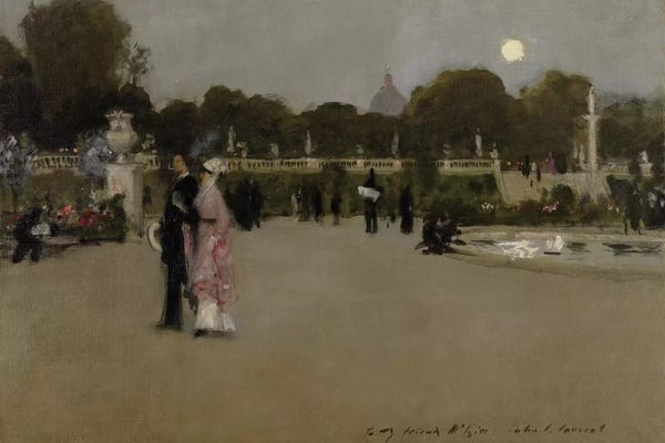 John Singer Sargent: Luxembourg Gardens at Twilight, 1879  by John Singer Sargent