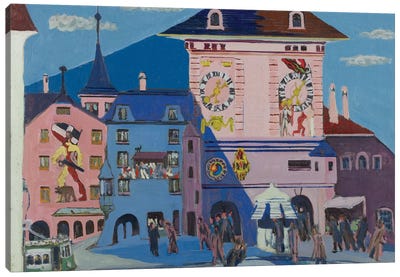 Bern with Belltower, 1935  Canvas Art Print - Switzerland Art