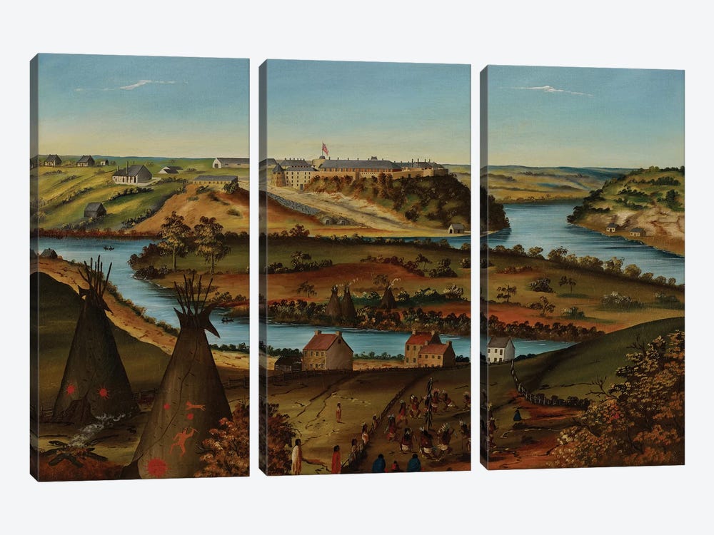 View of Fort Snelling, c.1850  by Edward K. Thomas 3-piece Canvas Print
