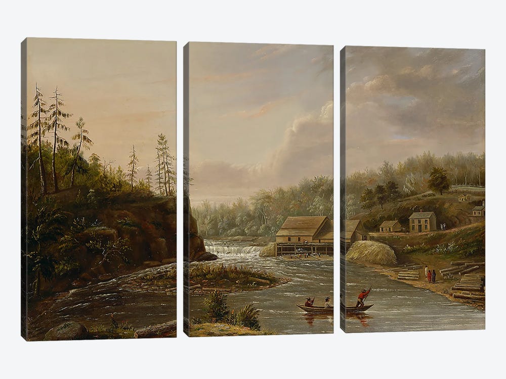 Cheever's Mill on the St. Croix River, 1847  3-piece Canvas Print