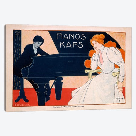 Advertisement for Kaps Pianos, 1890s  Canvas Print #BMN3986} by Hans Pfaff Art Print