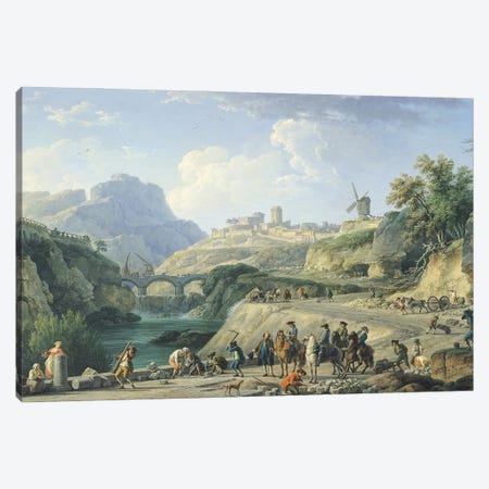 The Construction of a Road, 1774   Canvas Print #BMN398} by Claude Joseph Vernet Canvas Artwork