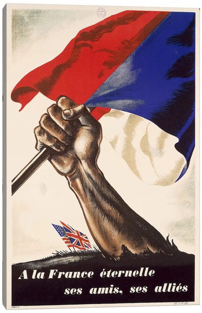Poster for Liberation of France from World War II, 1944 Canvas Art Print - International Flag Art