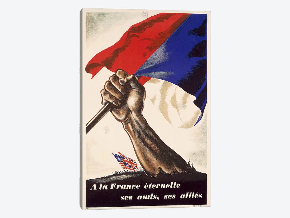 Poster for Liberation of France from World War II, 1944 by Unknown Artist 1-piece Canvas Art Print