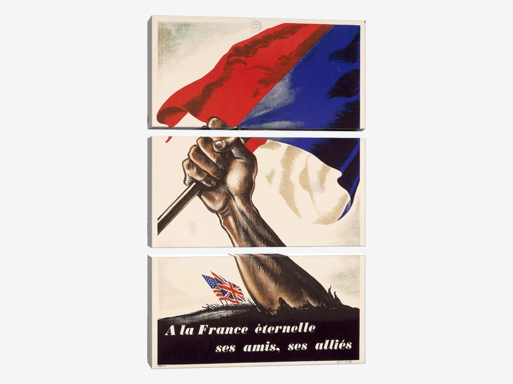 Poster for Liberation of France from World War II, 1944 by Unknown Artist 3-piece Art Print