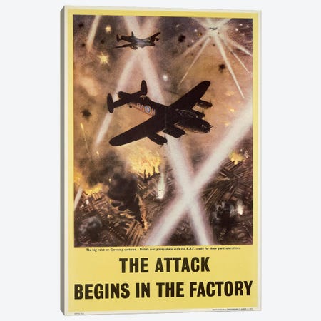 Attack begins in factory, propaganda poster from World War II Canvas Print #BMN3998} by Unknown Artist Canvas Print