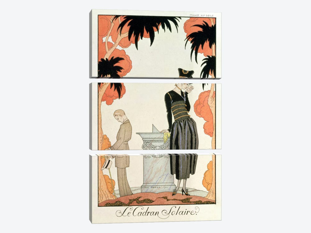 Falbalas et fanfreluches, Almanach des Modes, fashions for 1921 (pochoir print) 3-piece Canvas Art Print