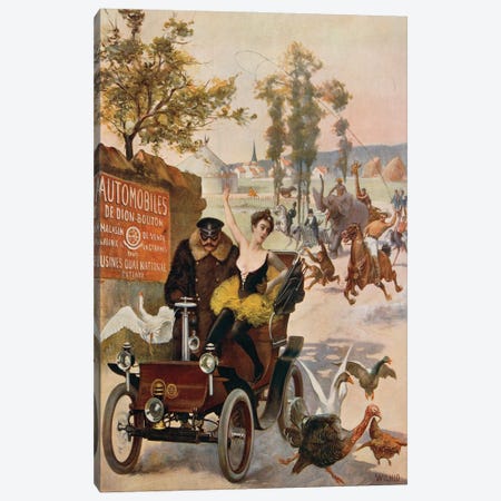 France, Paris, Circus star kidnapped, Wilhio's poster for De Dion- Bouton cars, 1900 Canvas Print #BMN4002} by Unknown Artist Canvas Art