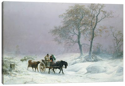 The wintry road to market  Canvas Art Print