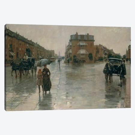 Rainy day in Boston, by Frederick Childe Hassam, 1885, oil on canvas Canvas Print #BMN4045} by Unknown Artist Canvas Art Print