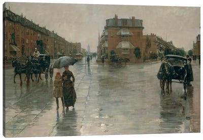 Rainy day in Boston, by Frederick Childe Hassam, 1885, oil on canvas Canvas Art Print - Boston Art