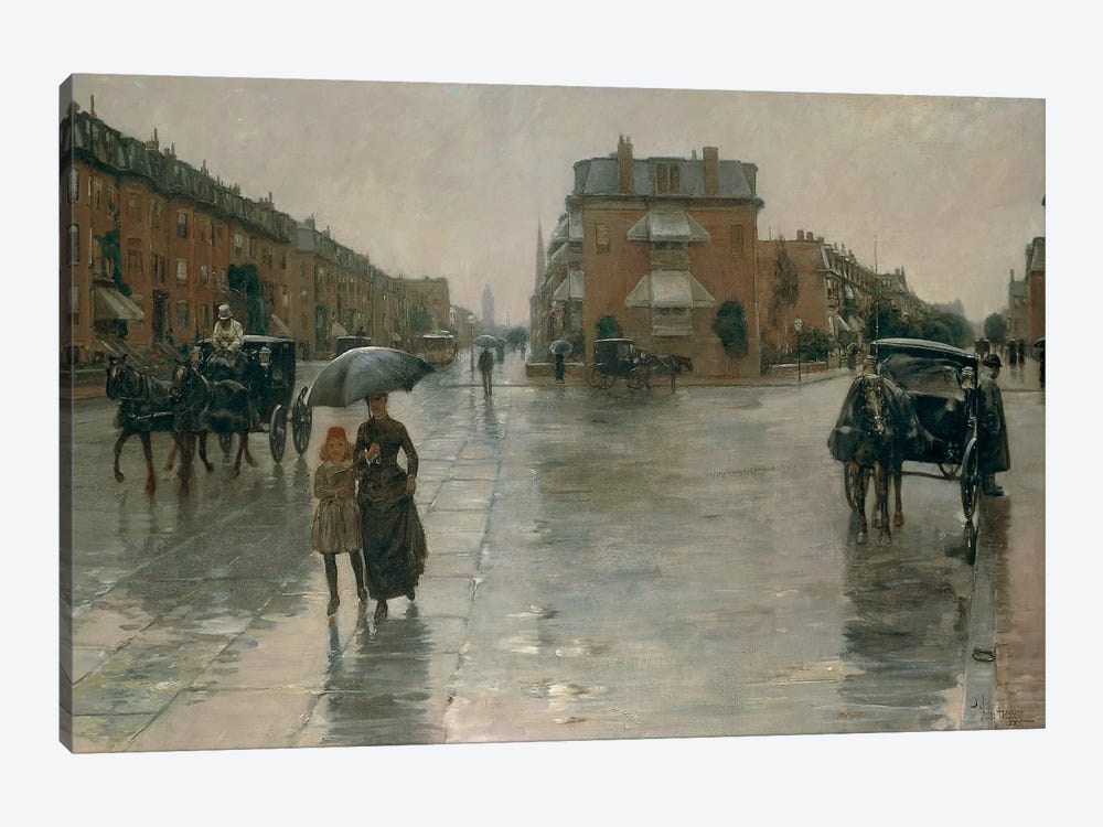 Rainy day in Boston, by Frederick Childe Hassam, 1885, oil on canvas by Unknown Artist 1-piece Canvas Art