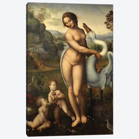 Leda and swan  Canvas Print #BMN4046} by Leonardo da Vinci Canvas Art Print