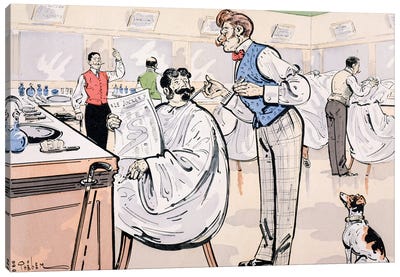 At the barber and reading 'Le Jockey', c.1905  Canvas Art Print