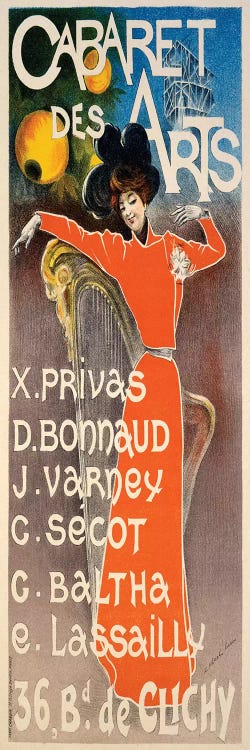Poster for 'Cabaret Des Arts', c.1900  by Charles Lucas wall art