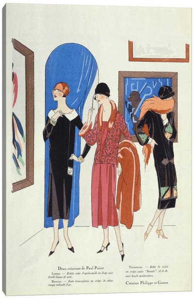 Fashion designs for visitors to art galleries by Paul Poiret and Philippe et Gaston Canvas Art Print