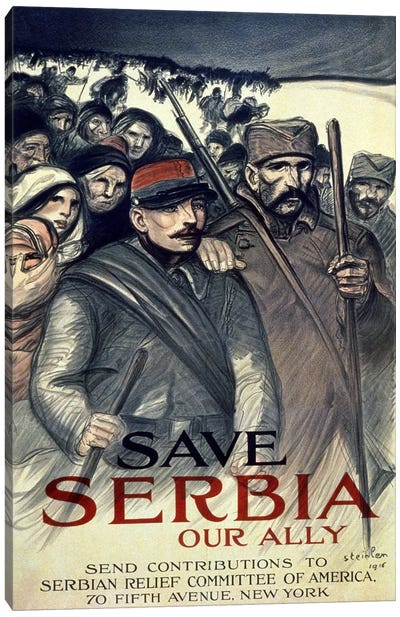 Save Serbia, Our Ally, 1916  Canvas Art Print - Soldier Art