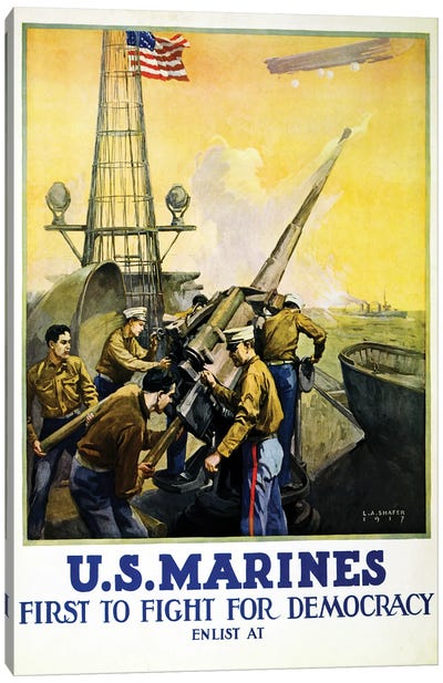 U.S. Marines, 1917  Canvas Art Print - Propaganda Posters