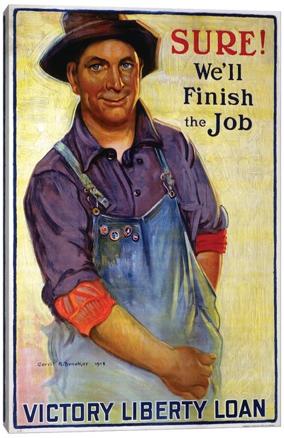 Sure! We'll Finish the Job, 1918  Canvas Art Print