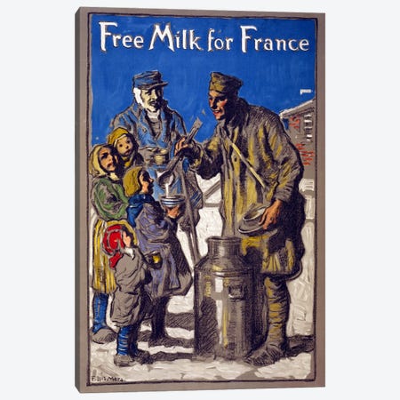 Free Milk for France, 1918  Canvas Print #BMN4118} by Francis Luis Mora Canvas Wall Art