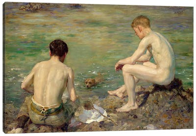 Three Companions Canvas Art Print - Male Nudes