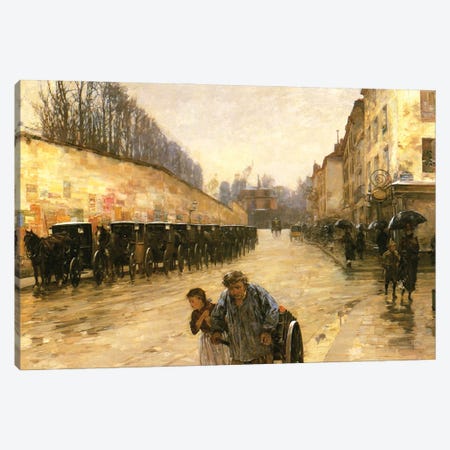 Cab Station, Rue Bonaparte, Paris, 1887  Canvas Print #BMN4143} by Childe Hassam Canvas Print