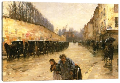 Cab Station, Rue Bonaparte, Paris, 1887  Canvas Art Print - Childe Hassam
