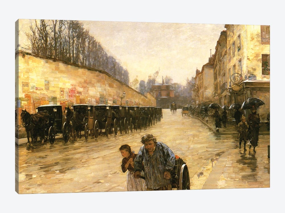 Cab Station, Rue Bonaparte, Paris, 1887  by Childe Hassam 1-piece Art Print