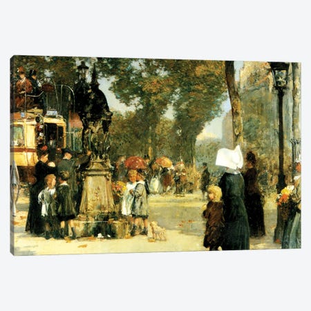Street Scene, Paris, 1887  Canvas Print #BMN4164} by Childe Hassam Canvas Artwork