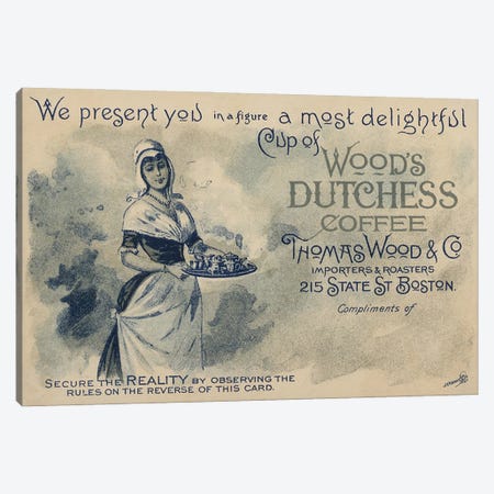 Maid serving coffee, advertisment for Wood's Duchess Coffee, Boston  Canvas Print #BMN4173} by American School Canvas Artwork