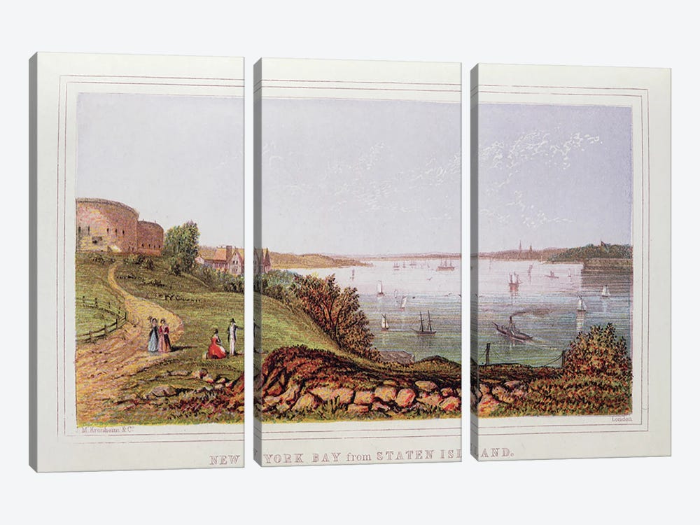 New York Bay from Staten Island, engraved by M. Kronheim and Co., London  3-piece Canvas Art Print
