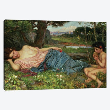 Listen To My Sweet Pipings, 1911  Canvas Print #BMN419} by John William Waterhouse Canvas Print