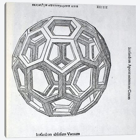 Icosaedron Abscisum Vacuum Canvas Print #BMN4233} by Leonardo da Vinci Canvas Print