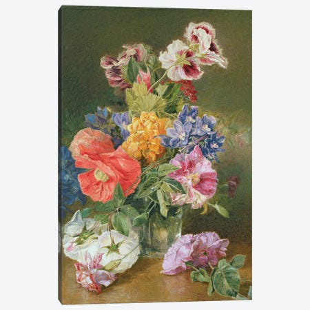Roses, Poppy and Pelargonia Canvas Print #BMN423} by James Holland Canvas Wall Art